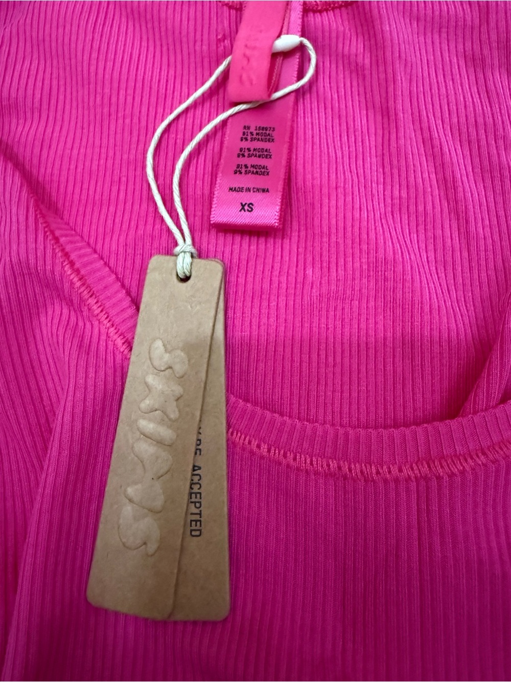 SKIMS Ribbed Tank Top in Hot Pink - Picture 4 of 4
